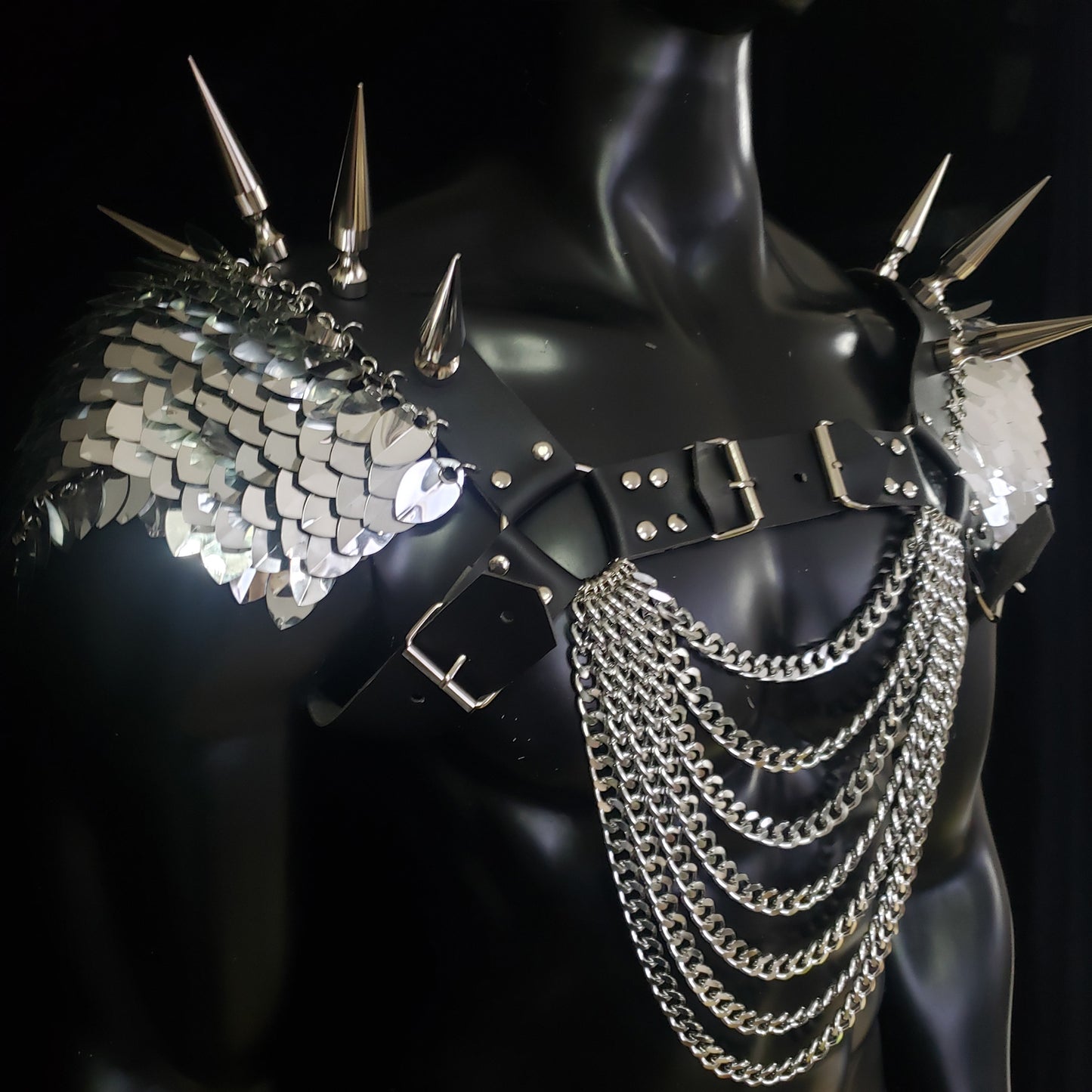 Men Rave Outfit Scalemail Armor Burning Man Festival Costumes Renaissance Faire Medieval LARP Costumes