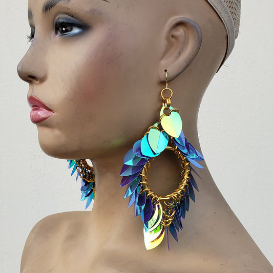 Iridescent Scalemail Earrings,Dragon Scale Earrings