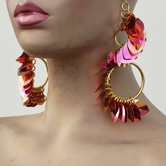 Iridescent Scalemail Earrings,Dragon Scale Earrings