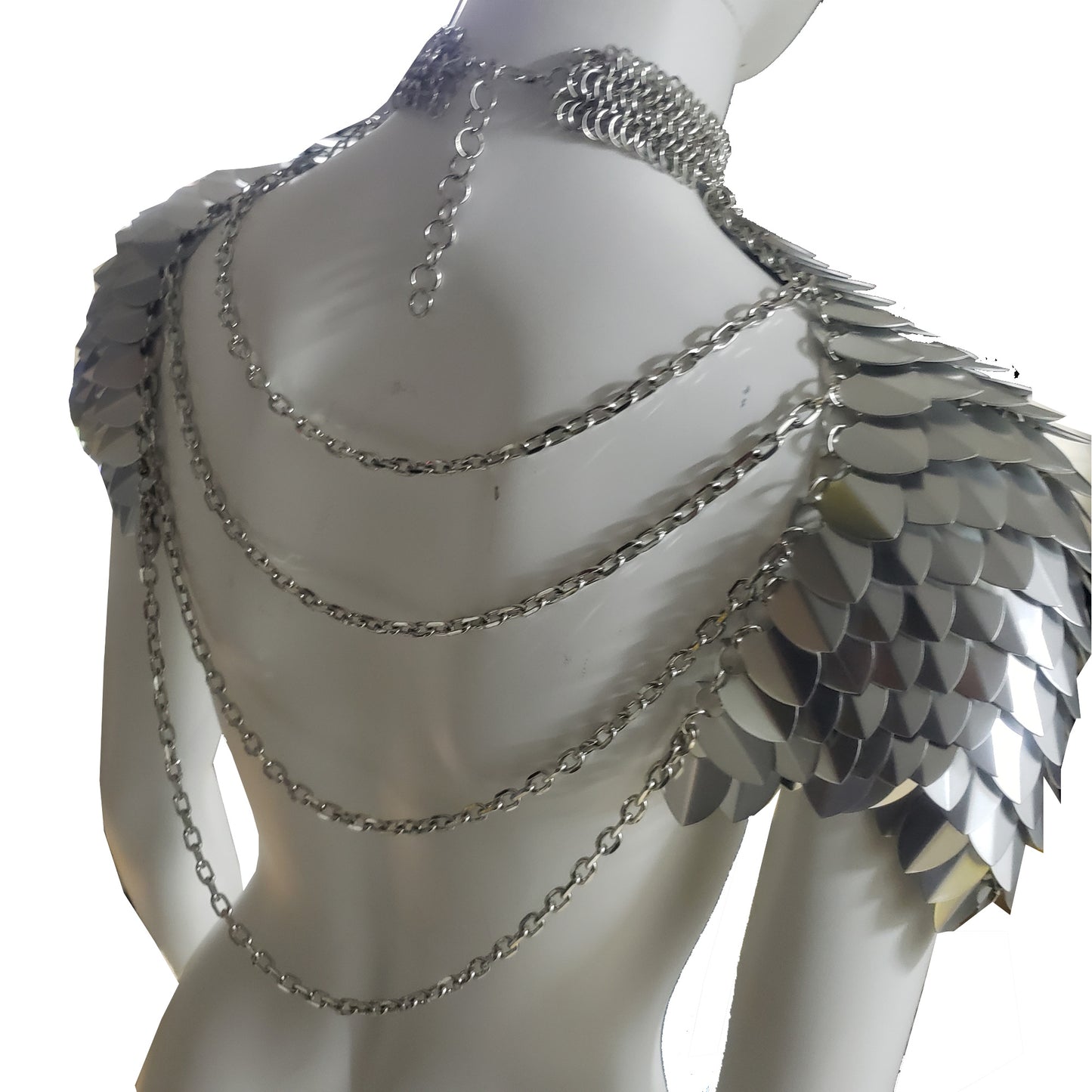 Vintage Scalemail Chainmail Shoulder Pauldrons Pieces  Heart Scalemaille Armor