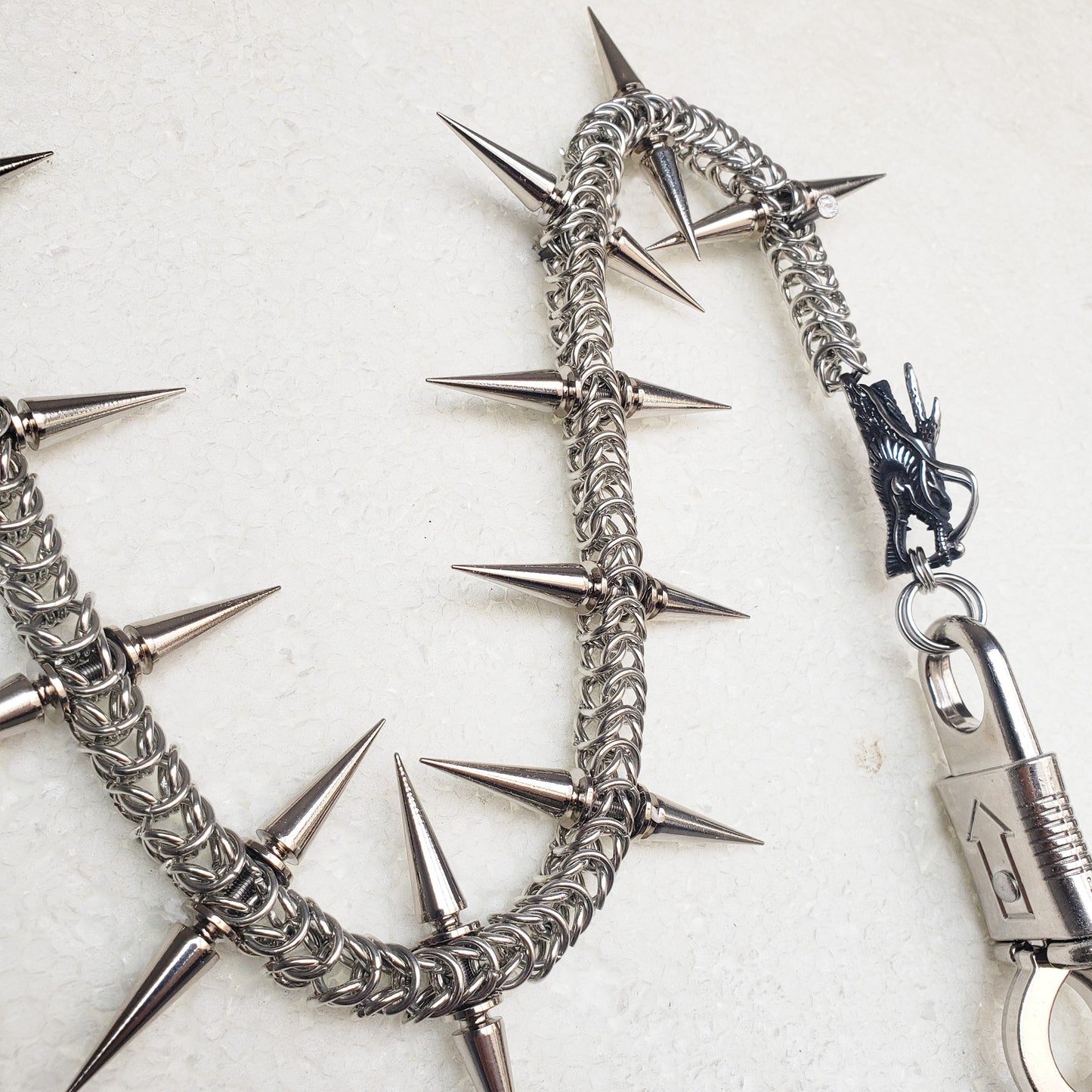 Stainless Steel Chainmail Get Back Whip for Motorcycles, Spike Biker Whip for Handlebar Accessories