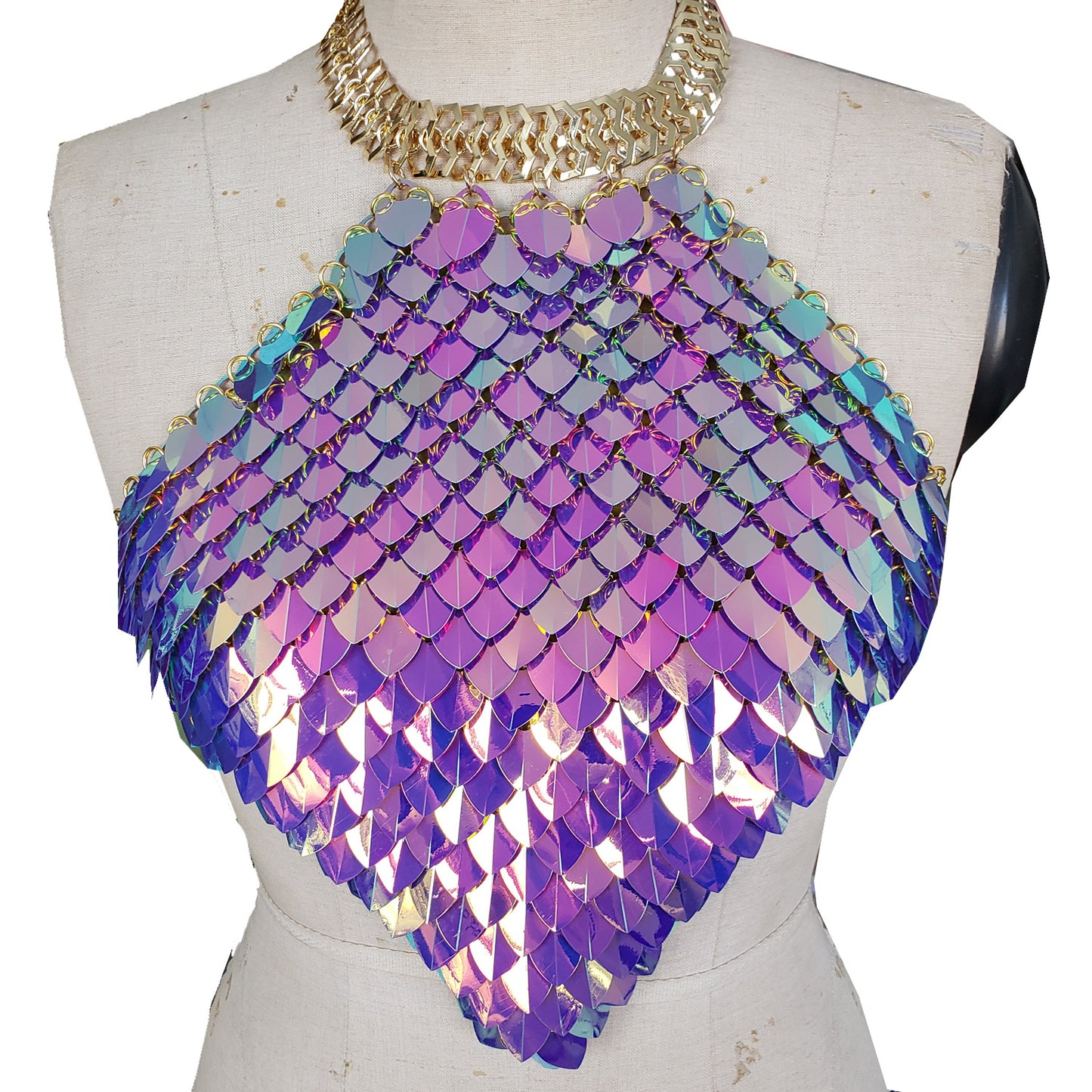 Black Scalemail Scalemaille Top with Cross Pendant